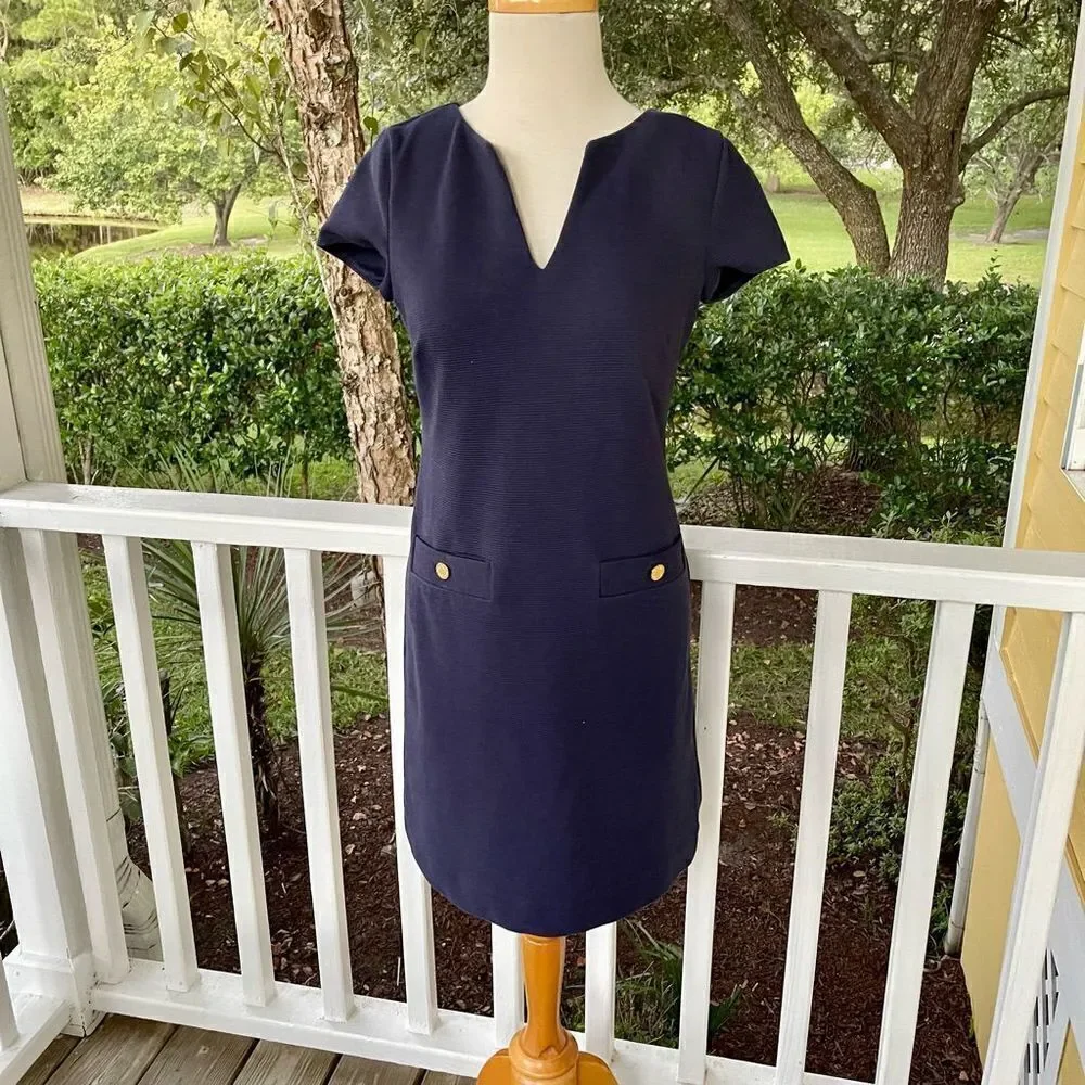 Lilly Pulitzer Navy Dress with Gold Buttons - Picture 1 of 6